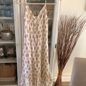 Dizzy Cream and Orange Sleeveless Maxi Sundress